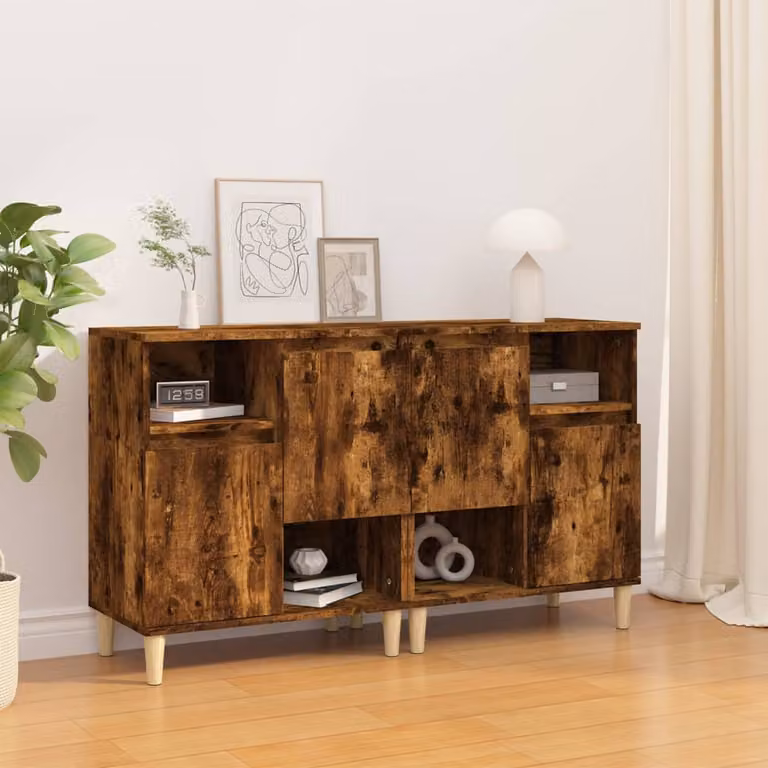 Set di 2 credenze vidaXL in legno multistrato color rovere fumo L: 60 cm, P: 35 cm, H: 70 cm
