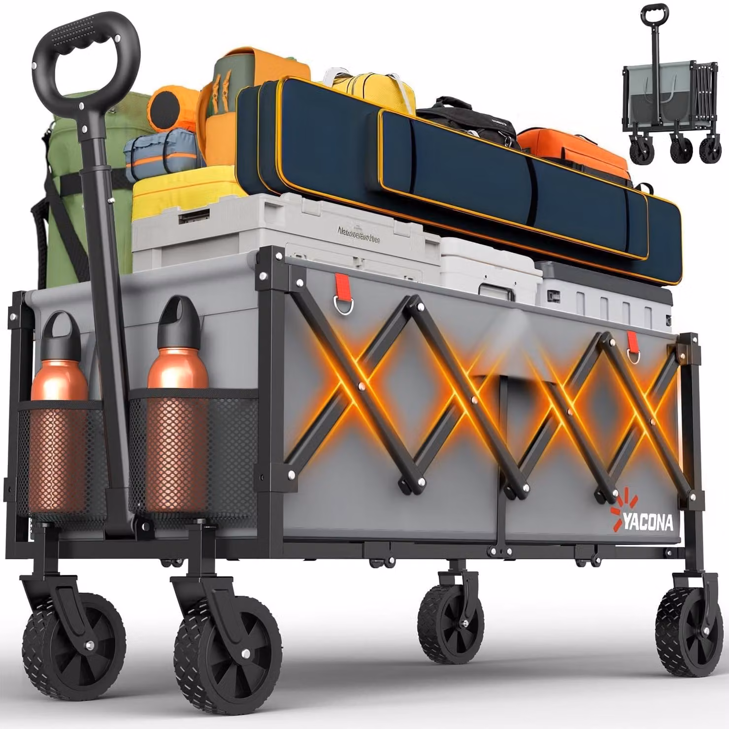 Carrello pieghevole con una capacità di 180 litri