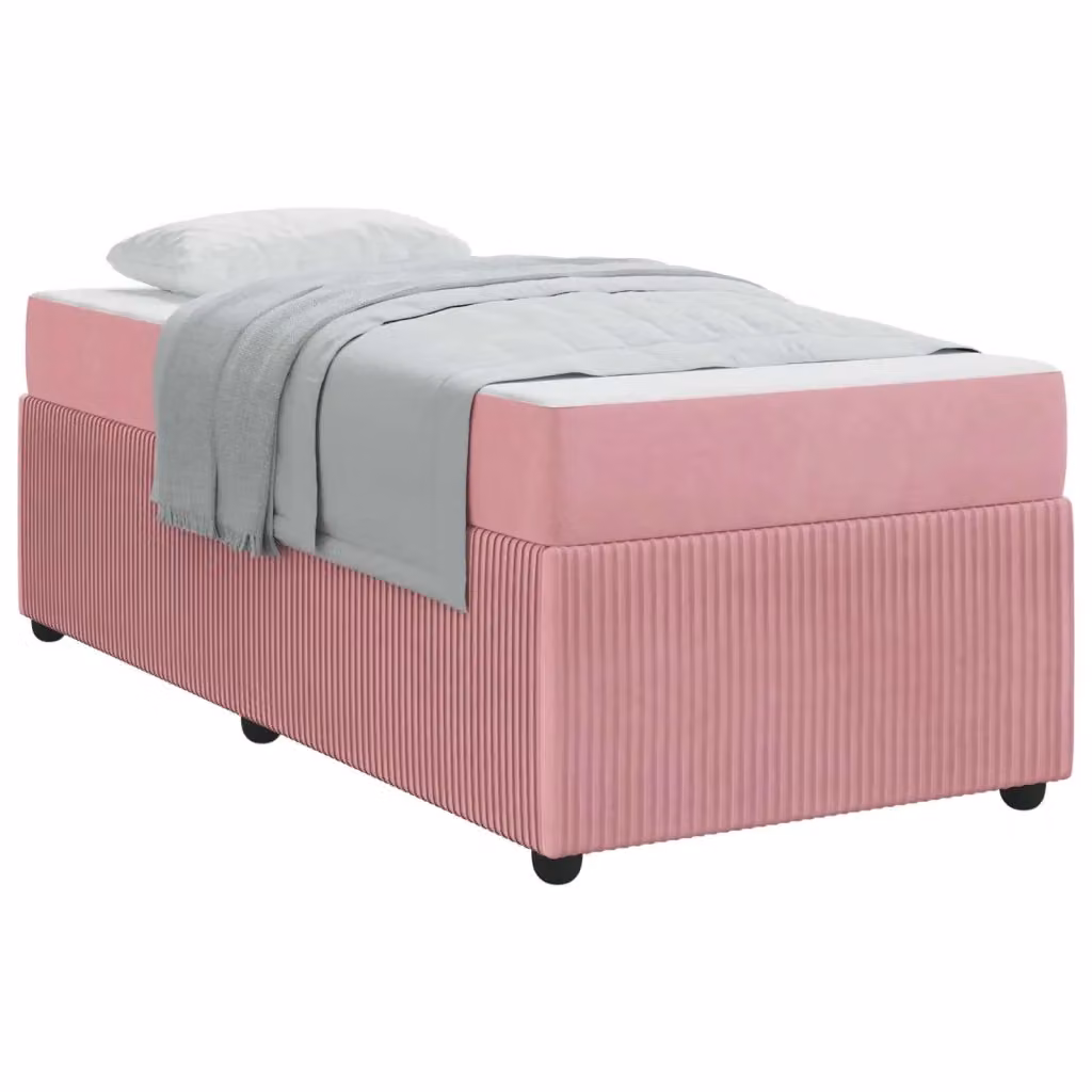 Struttura letto moderna vidaXL in tessuto e legno rosa L/P/H: 200 x 80 x 66 cm – 2