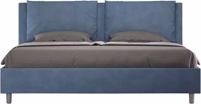 Letto matrimoniale king size Antea imbottito in microfibra blu L: 170 cm, P: 200 cm