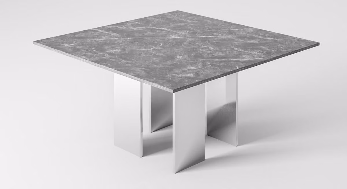 Casa Padrino tavolo da pranzo grigio / argento 150 x 150 x h. 75 cm - Tavolo da pranzo quadrato con piano in marmo - Mobili per sala da pranzo - Collezione lusso