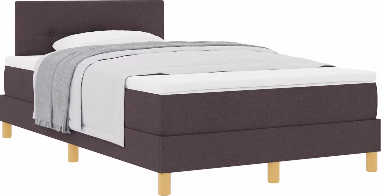 Letto a molle con cuscino Marrone Scuro 120 x 200 cm Tessuto