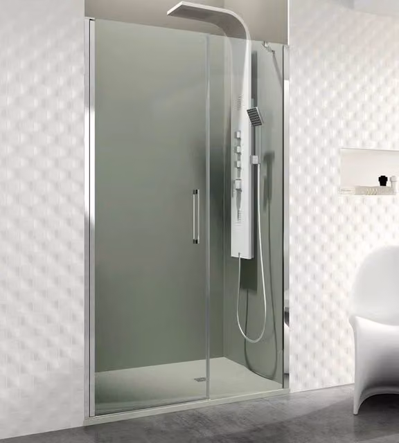 Box doccia rettangolare DUCHA OPEN con pannello fisso e porta battente, L: 125 cm, Trasparente, Cromo