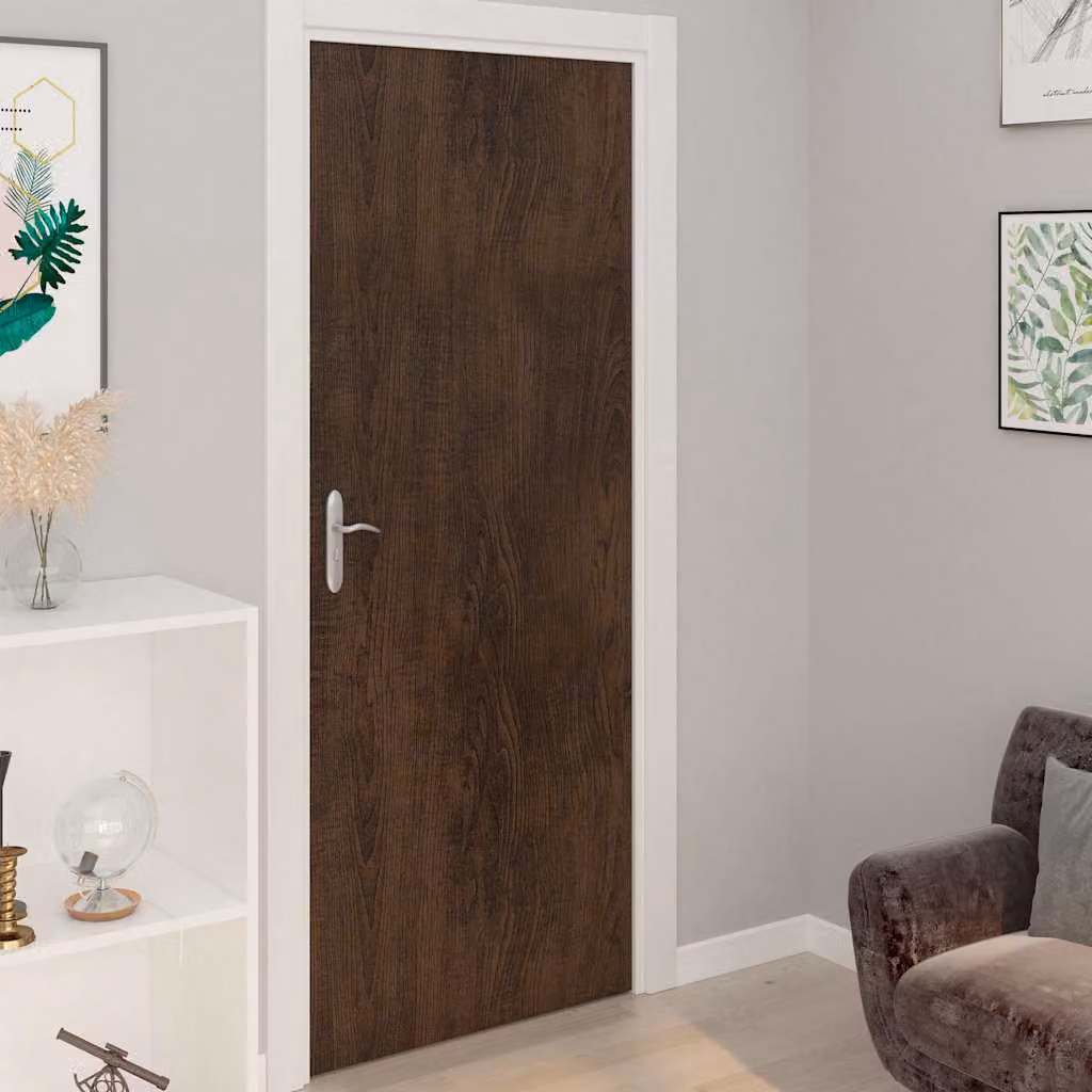 Set di 2 pellicole autoadesive per porte vidaXL in PVC effetto rovere moro opaco, L: 90 cm, H: 210 cm