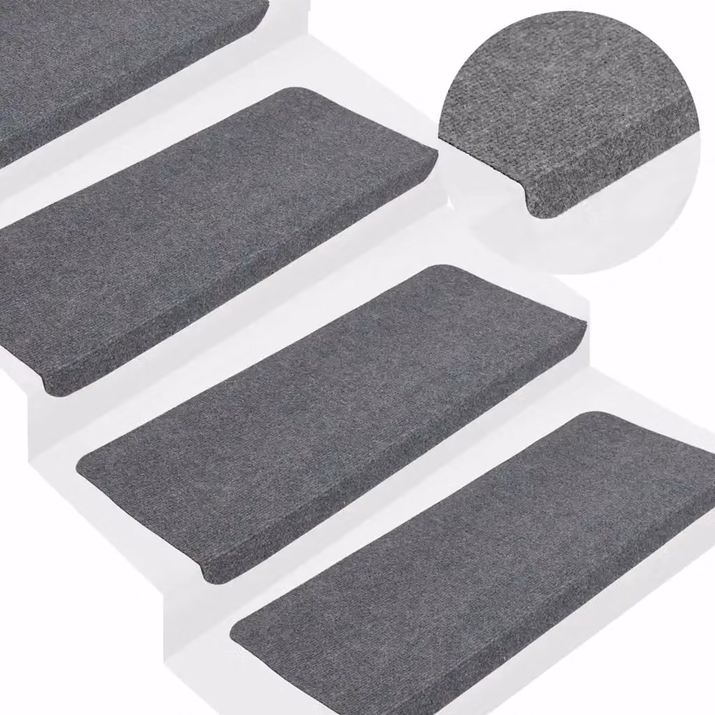 vidaXL Set di 30 Tappetini Autoadesivi per Scale Antiscivolo e Fonoassorbenti, Grigio, L: 65 cm, P: 24,5 cm, H: 3,5 cm