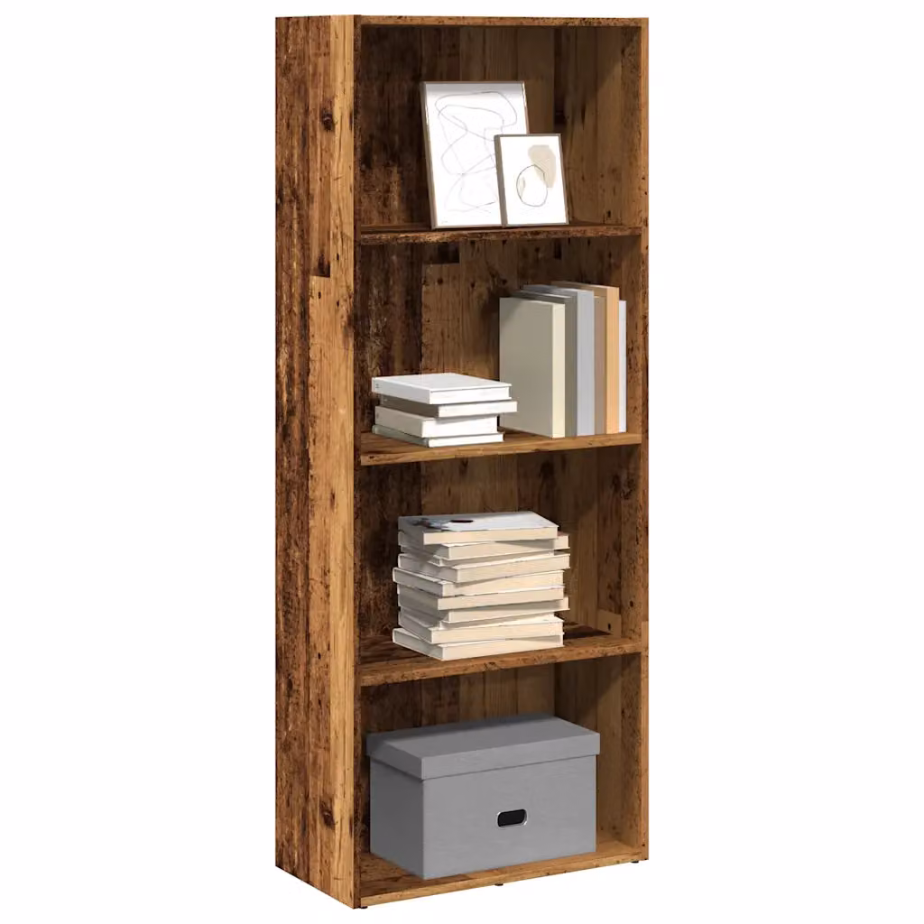 Libreria vidaXL in legno multistrato e MDF color marrone con effetto legno antico, L 60 cm, P 30 cm, H 152 cm