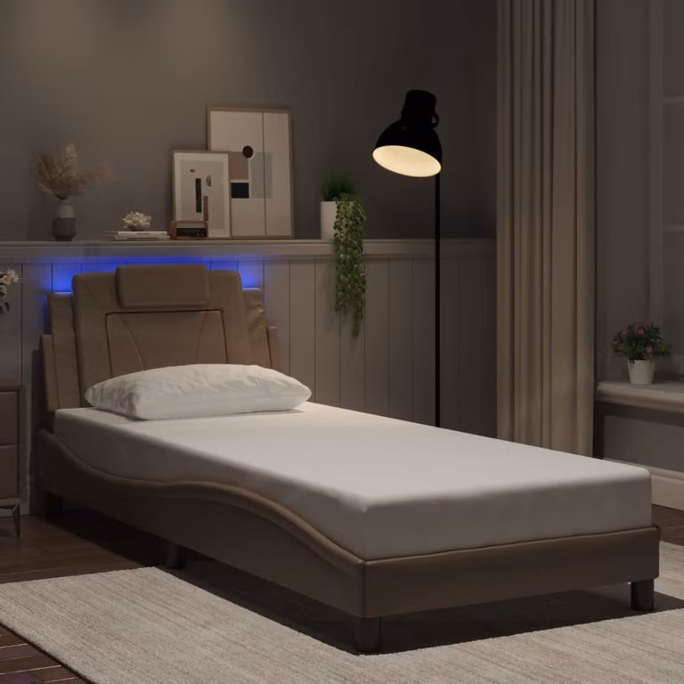 vidaXL Giroletto Viana con LED senza Materasso Cappuccino 90x200 cm