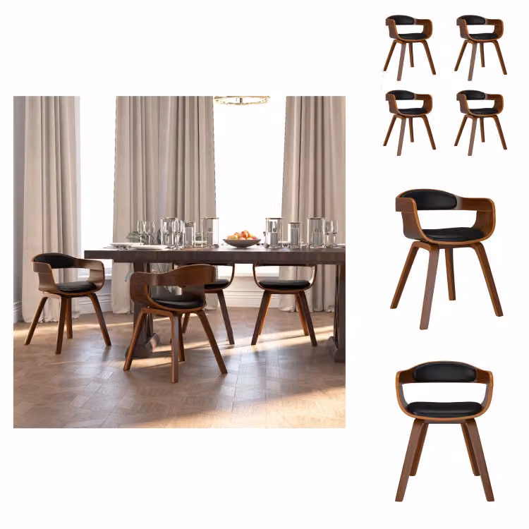vidaXL Sedie da pranzo 4 pezzi in legno curvato nero e Similcuoio - Sedie da pranzo