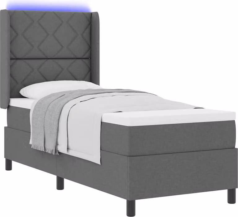 Letto a Sorgente LED Grigio scuro 80 x 200 cm Tessuto