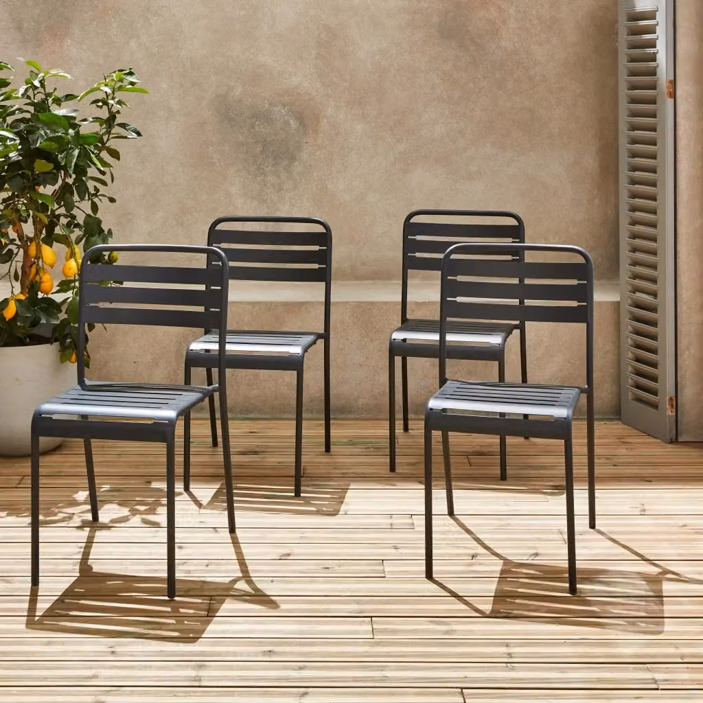 Set di 4 sedie da giardino bistrot Sweeek in metallo, colore antracite opaco – 2