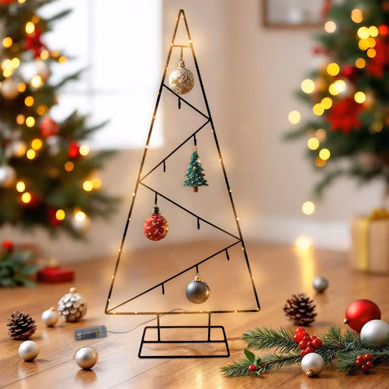 Abete LED nero con 9 ganci - circa 77 x 36 cm - espositore decorativo illuminato (9 ganci)