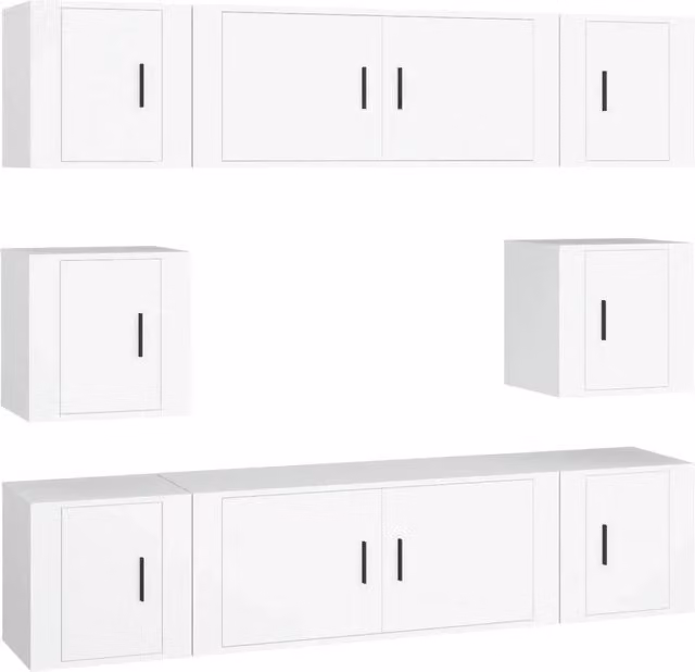 Set Mobili Porta TV 8pz | Armadietto TV | Mobile Porta TV Bianco in Legno Multistrato