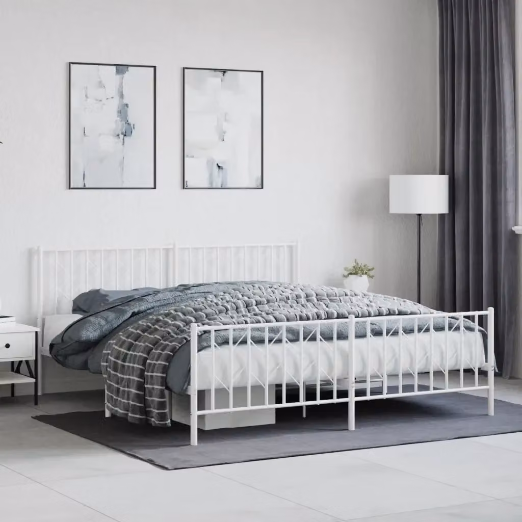 Letto matrimoniale DESIGN IN con testiera e pediera in metallo bianco L: 187 cm, P: 90 cm, H: 219 cm – 2