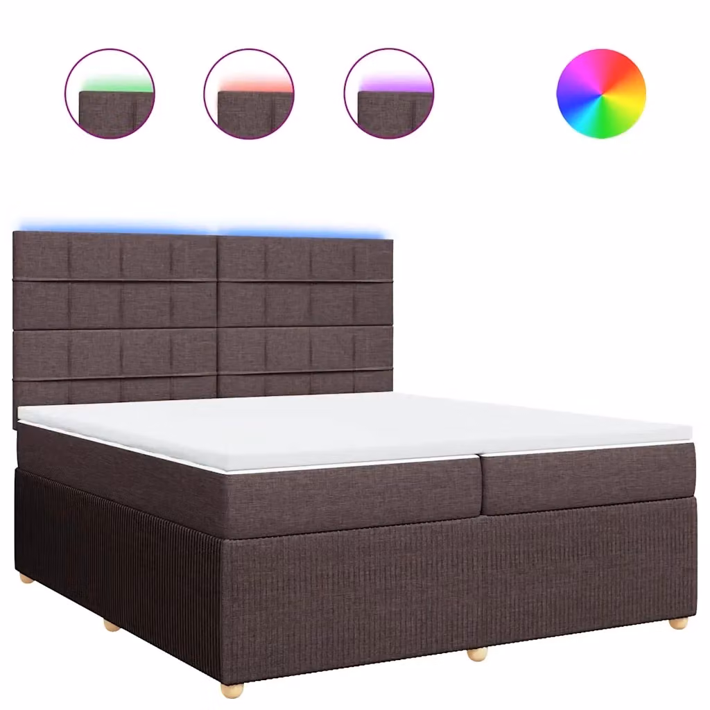 Letto Ibrido vidaXL con Materasso e Illuminazione Sotto il Letto, Marrone e Bianco, L/P: 200 x 200 cm – 2