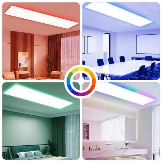 ZMH Lampada da soffitto a pannello LED RGB multicolore, plafoniera dimmerabile con telecomando per soggiorno e corridoio, colore bianco – 2