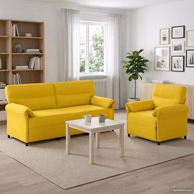 Set di divani 2 pz Giallo Chiaro Tessuto 3424881