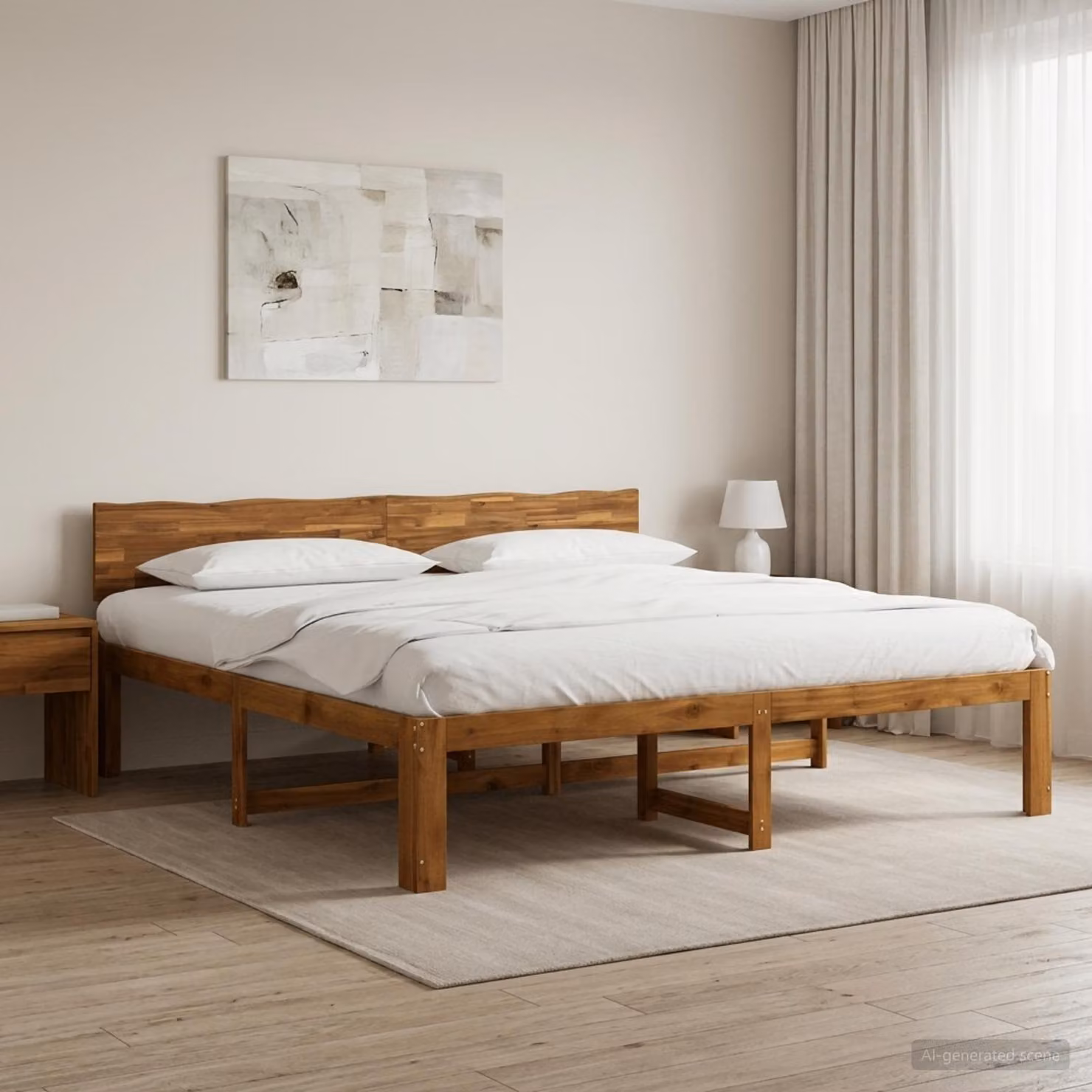 Letto matrimoniale con testiera vidaXL ROSTOCK in legno di acacia naturale L 180 x P 200 cm
