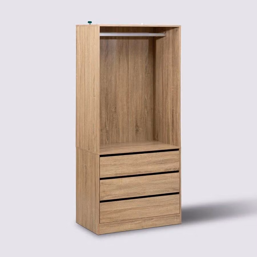 Armadio guardaroba - 80 x 48 x 180 cm - 3 cassetti - Nero