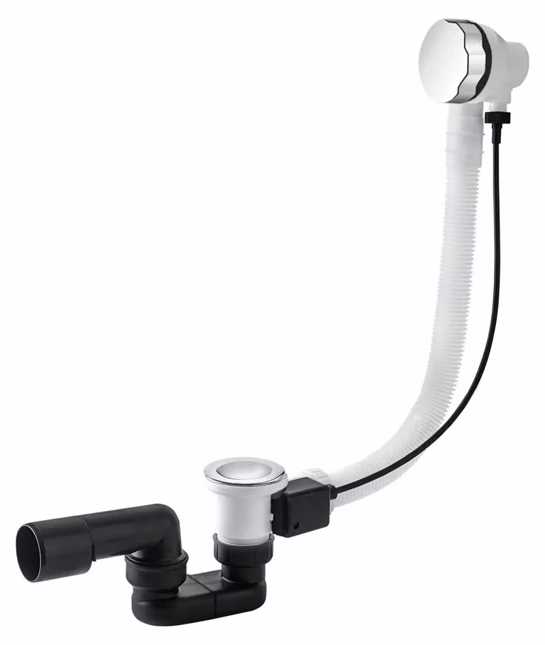 Troppo pieno per vasca da bagno con scarico automatico, modello CLASSIC I, 100 cm, finitura cromata