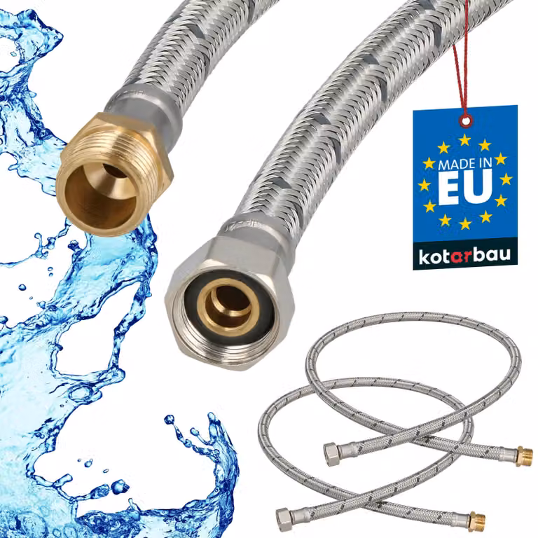 KOTARBAU® 2 Pezzi Tubo Flessibile per Rubinetto 3/8" x 3/8" Rinforzato 100cm Tubo Flessibile Rubinetto Cucina Maschio x Femmina Acciaio Inox