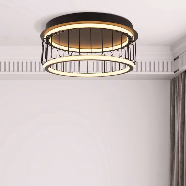 Plafoniera a LED in metallo luce bianca calda 3000 K 1074 lm Ø 40 cm nero bianco rotonda moderna