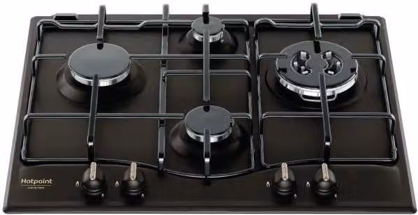 Piano Cottura a Gas Hotpoint Ariston PCN 640 T (AN) R /HA 4 Fuochi in Vetro Nero L: 59 cm, P: 51 cm