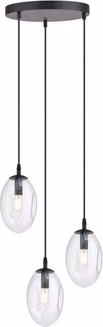 Lampadario a sospensione Emibig Astral in metallo e vetro trasparente nero con 3xE14, regolabile in altezza e dimmerabile