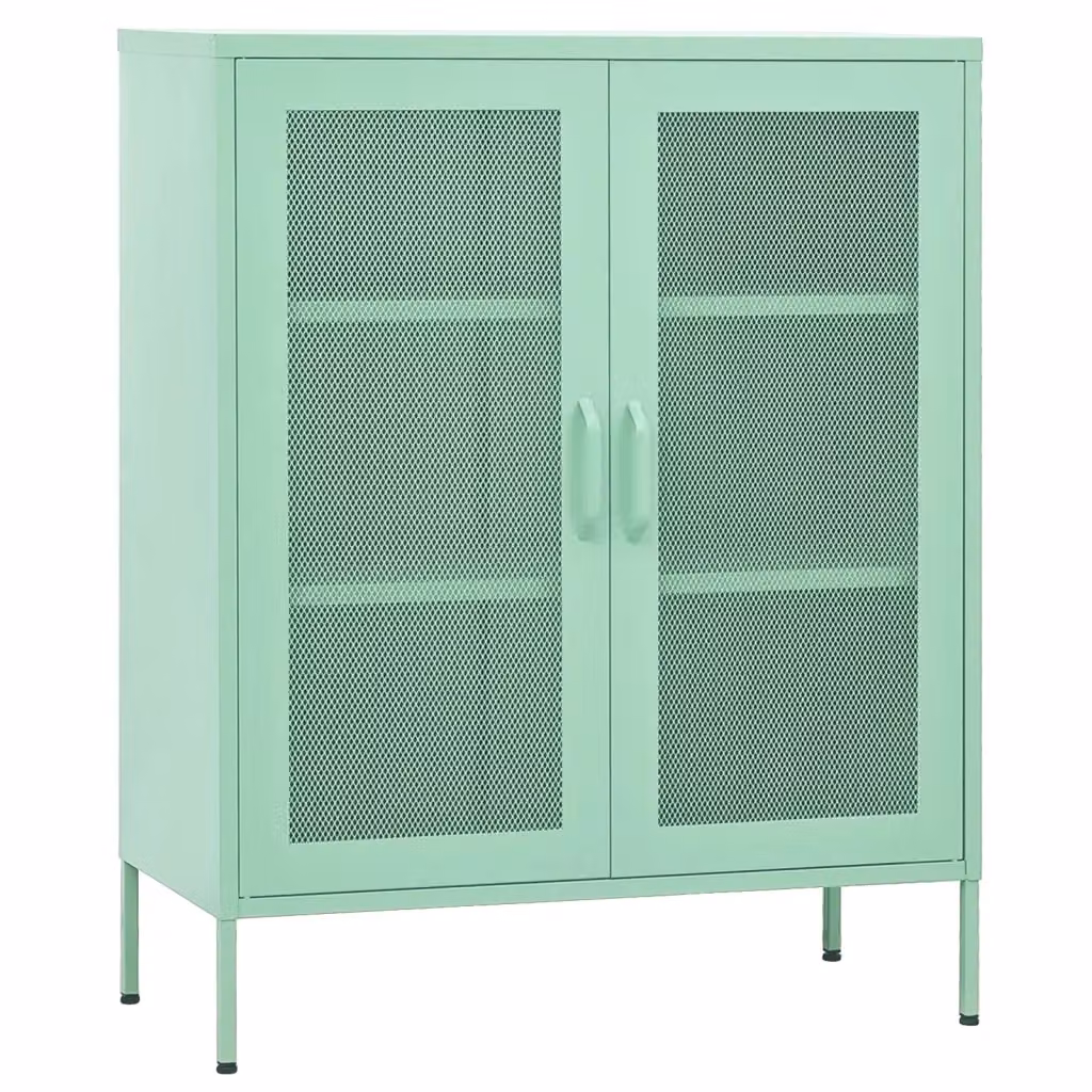 Armadietto da parete vidaXL in metallo verde con ante in vetro, L: 80 cm, P: 35 cm, H: 101,5 cm – 2