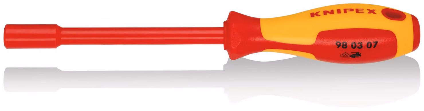 KNIPEX 98 03 07 Chiave a bussola con impugnatura a cacciavite isolante multicomponente, VDE brunito 237 mm