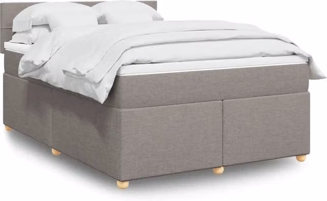 Letto Ibrido con Materasso vidaXL in Tessuto Beige, Bianco e Grigio L/P: 140 x 200 cm