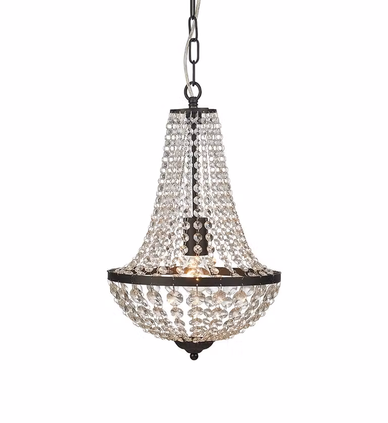 Lampada a sospensione GRÄNSÖ in cristallo, nera, a 1 luce