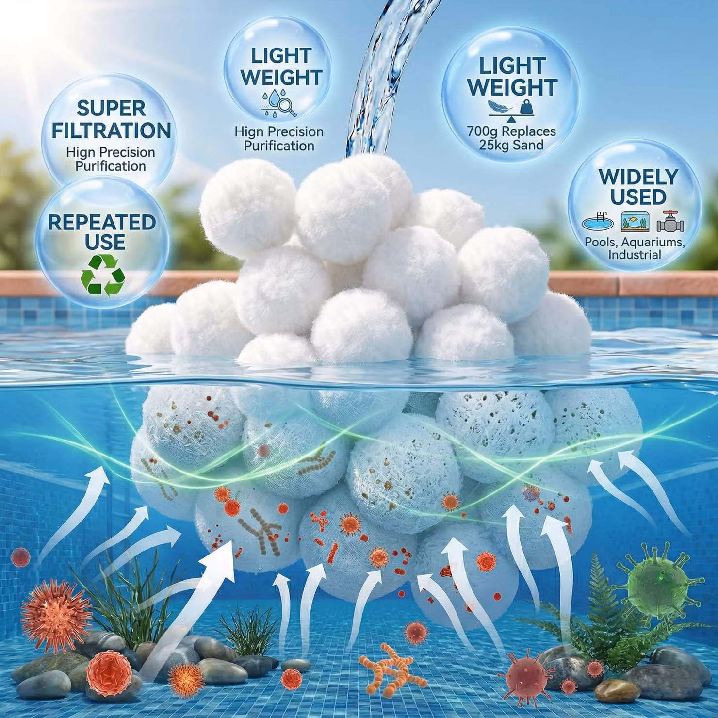 Palline filtranti Polysphere, 700 g, sostitutive di 25 kg di sabbia, per filtri per piscine