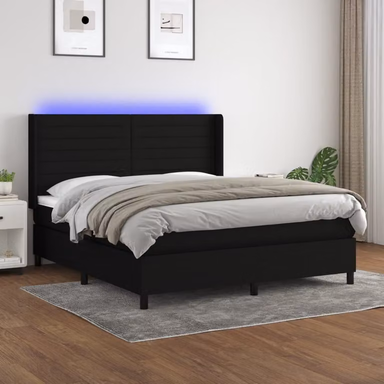 Maison Exclusive - Letto a Molle con Materasso e LED Nero 180x200cm in Tessuto