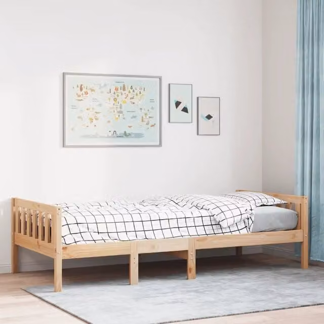 Letto per bambini Design Mania in legno massello di pino marrone, struttura con doghe fisse L/P: 90 x 200 cm