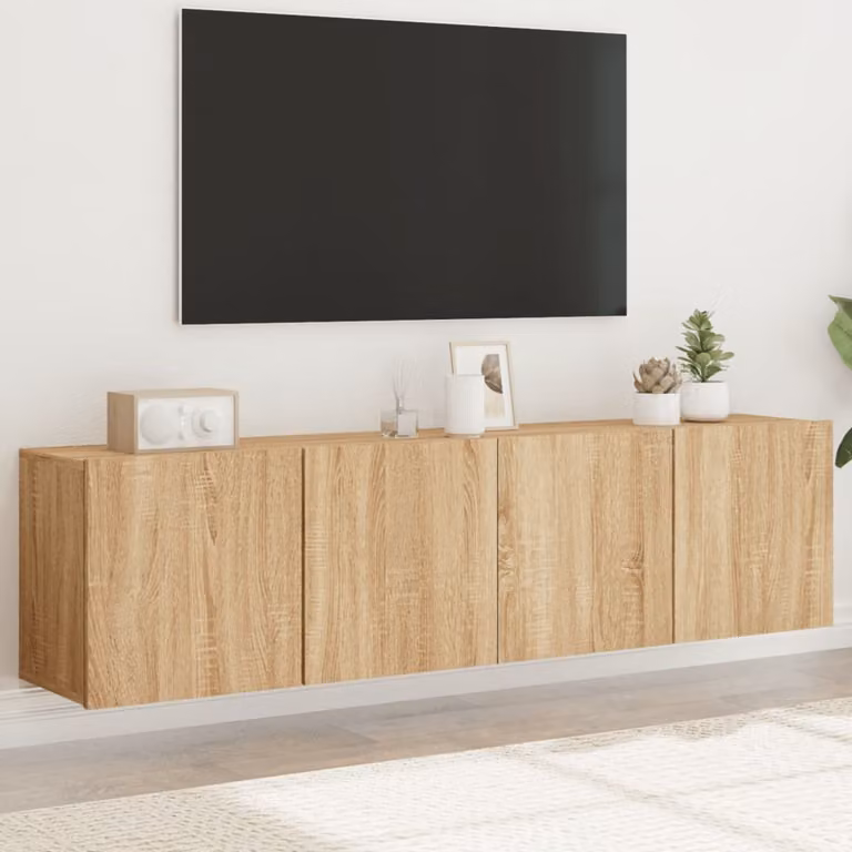 Set di 2 mobili TV da parete vidaXL in rovere sonoma, design moderno per soggiorno, L 80 cm x P 30 cm x H 41 cm