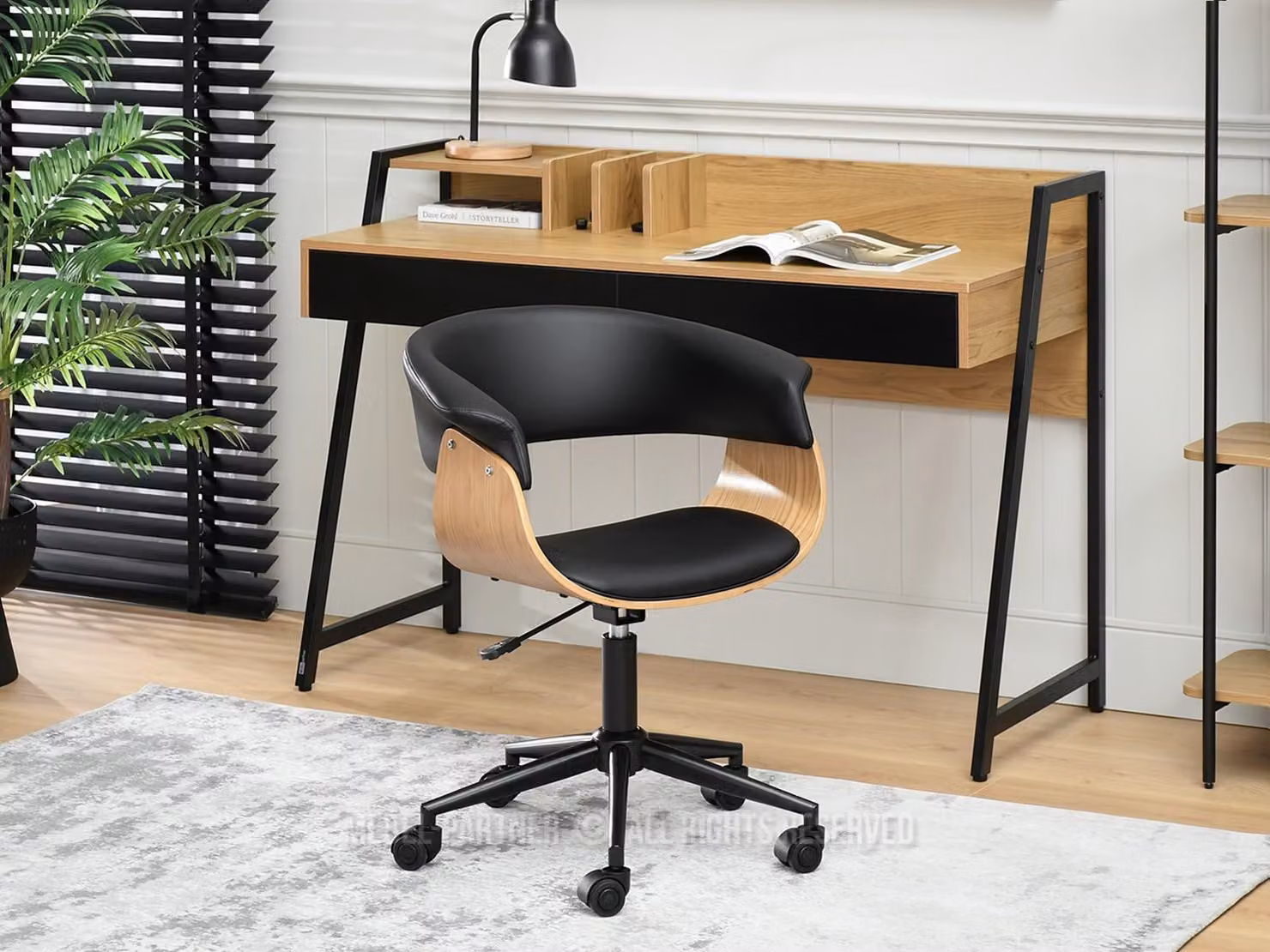 Sedia girevole DARLYN - nero / rovere