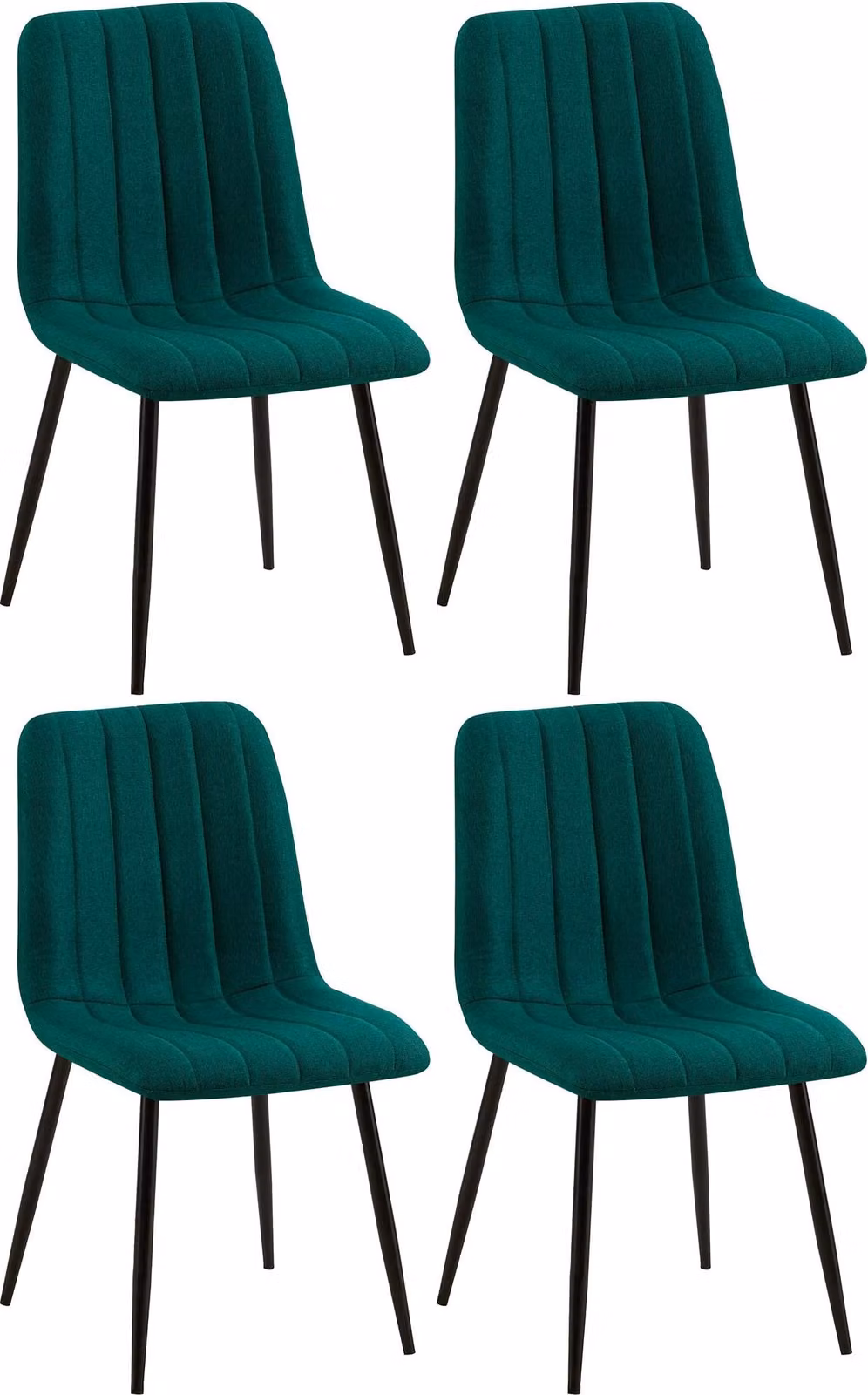 Set di 4 sedie CLP Dijon con schienale, verde, rivestimento in velluto