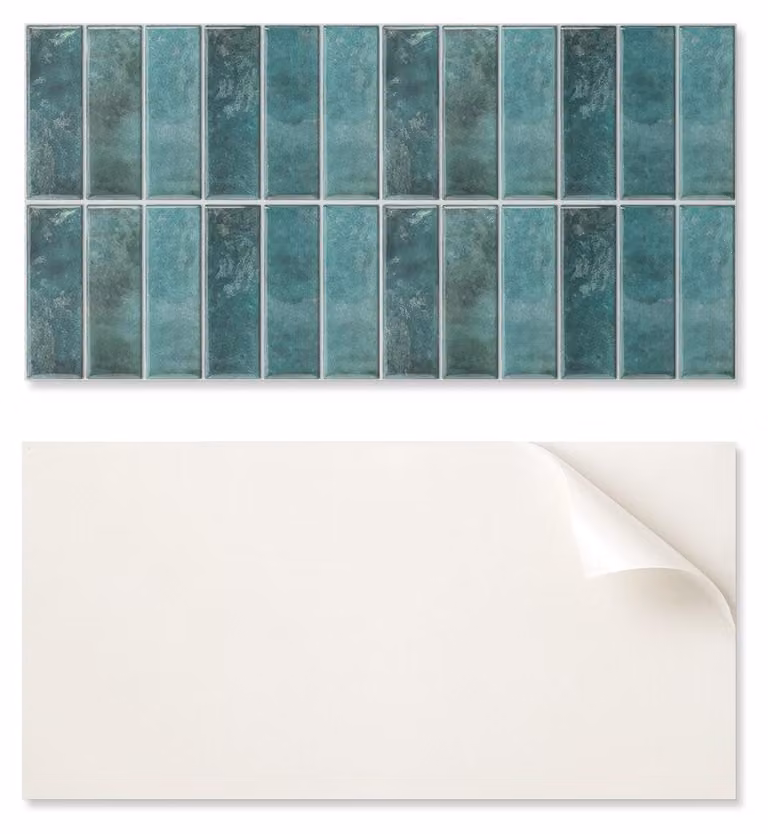 Pannello in vinile autoadesivo, stampato, di dimensioni 100x50 cm, con eleganti piastrelle rettangolari