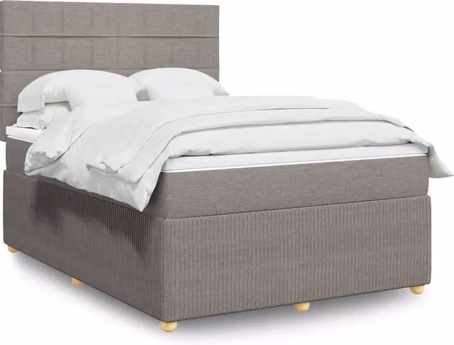Letto Ibrido con Materasso vidaXL in Tessuto Beige, Bianco e Grigio L/P/H: 140 x 190 x 150,5 cm