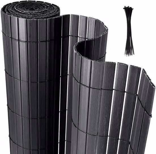 Recinzione da giardino in PVC da 9x5 m, colore antracite, a forma di W, resistente al vento e alle intemperie, resistente ai raggi UV, per giardino e terrazza
