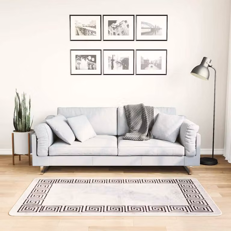 vidaXL Tappeto Lavabile Moderno in Poliestere Beige e Bianco L: 150 cm, P: 80 cm