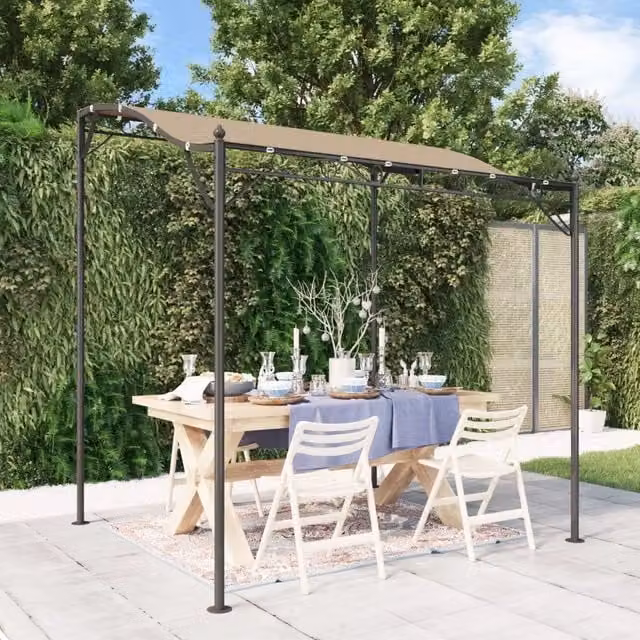 Tettoia Tortora 2x2,3 m 180 g/m² Tessuto e Acciaio 362393