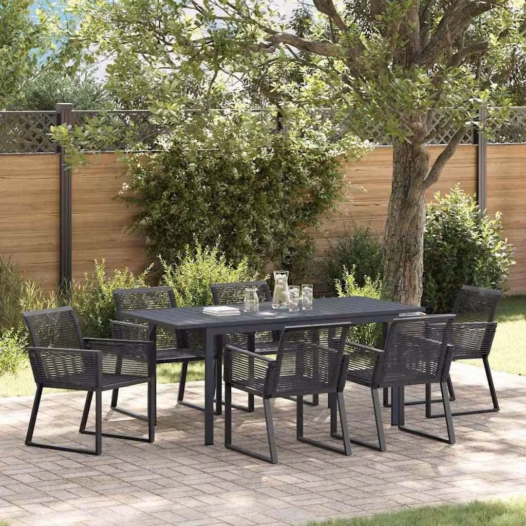 Maison Exclusive - Set da giardino per esterni, 7 pezzi, in rattan sintetico nero