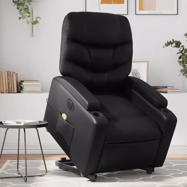 Poltrona Alzapersona Elettrica con Massaggio vidaXL in Similpelle Nera per Senior – 1