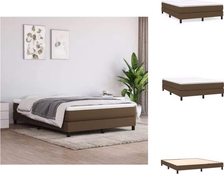 vidaXL Letto a molle con materasso in tessuto marrone scuro 160x200 cm - Letti e strutture letto