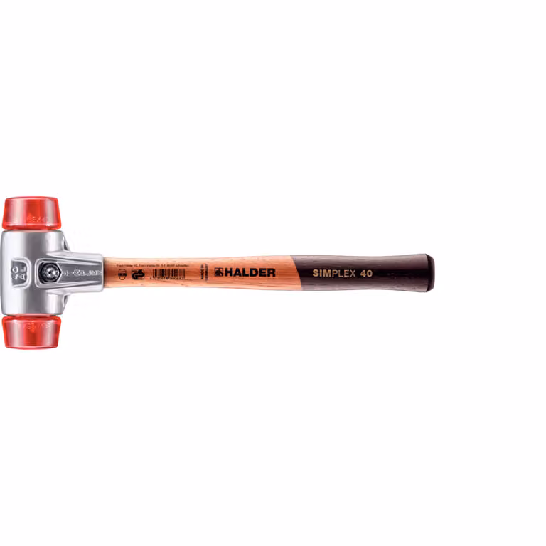 Mazza SIMPLEX soft-face con alloggiamento in alluminio e manico in legno, Ø 40, plastica