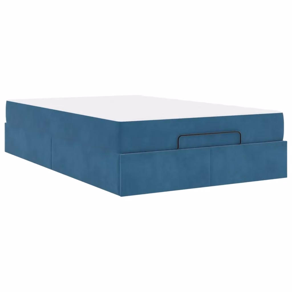 Letto matrimoniale con materasso in schiuma vidaXL in velluto blu con cassetti L: 120 cm, P: 200 cm, H: 66 cm – 2