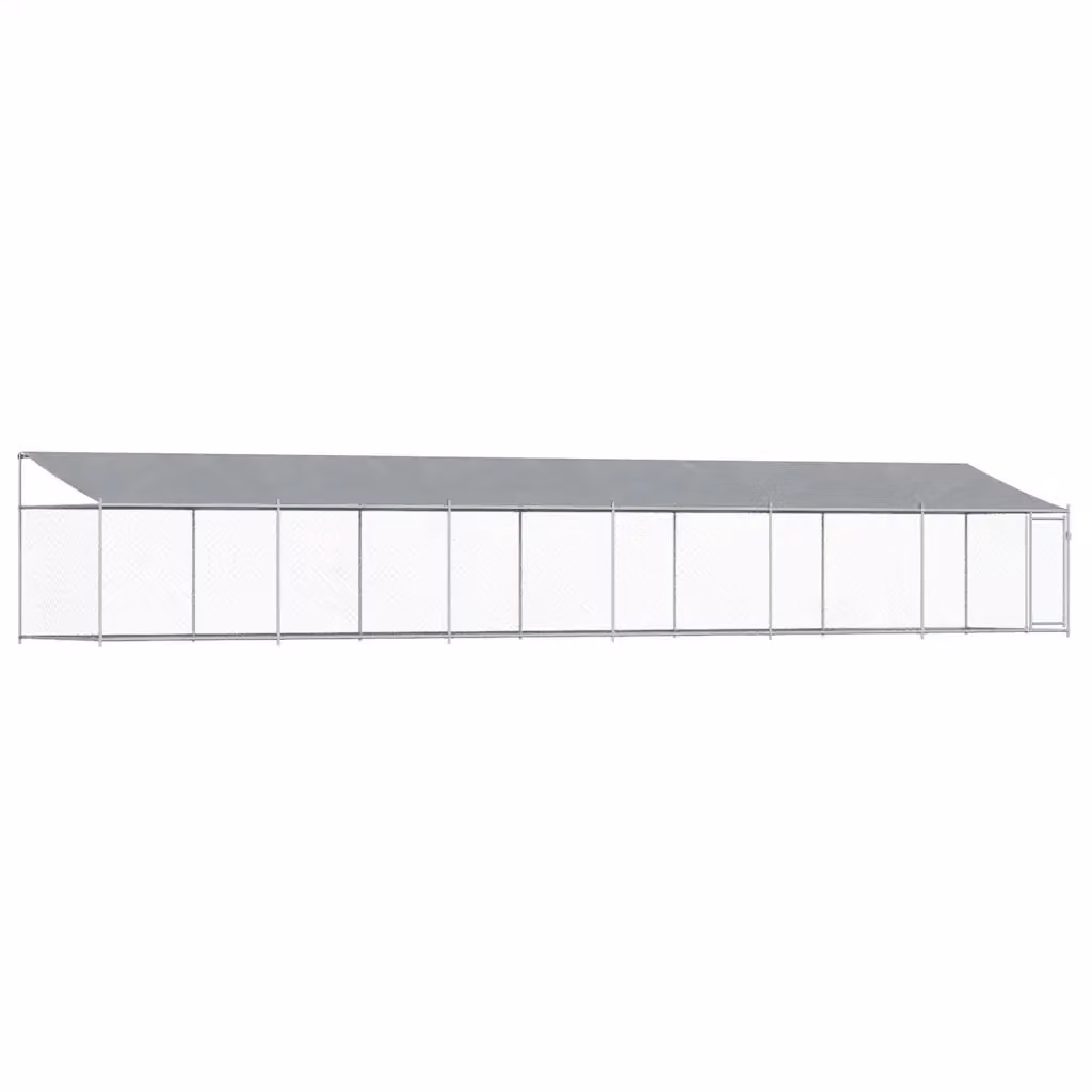 Gabbia per cani VIDAXL in acciaio zincato con tetto e porta, colore grigio, L: 12 m, P: 2 m, H: 2 m – 2