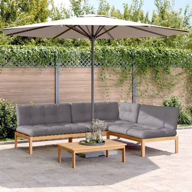 Set Divani Pallet Giardino 4pz Cuscini Legno Massello Acacia 3209332