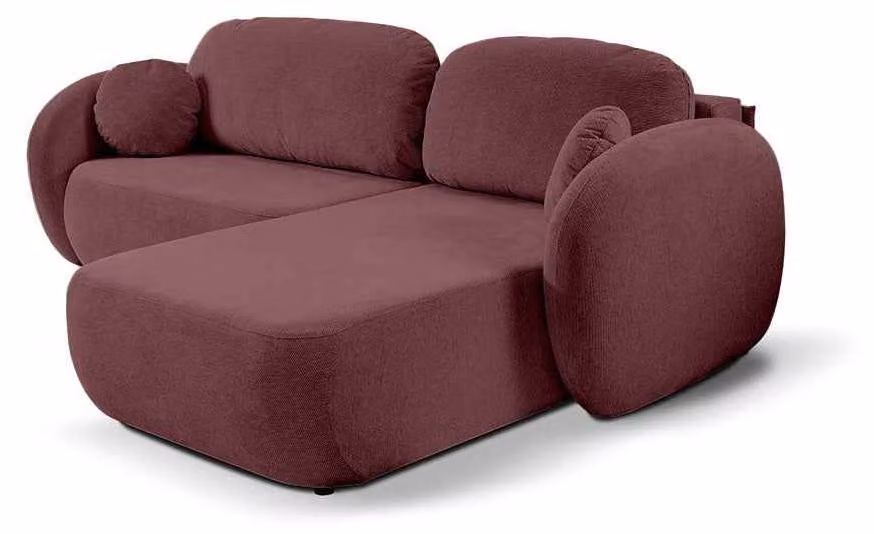 Divano angolare con funzione letto, modello Olemo, lato destro, colore bordeaux opaco